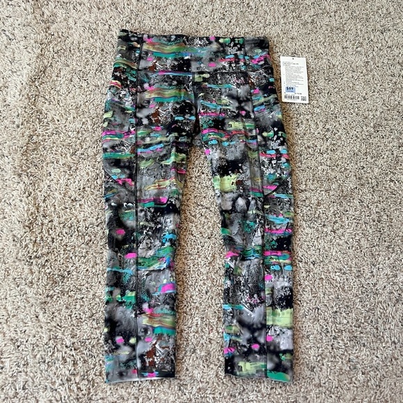 NEW Lululemon Fast Free High Rise Crop Leggings Paint Drift Multi 8 Pockets - Picture 7 of 14